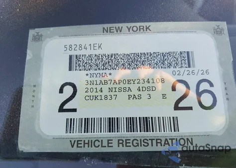 2014 Nissan Sentra Sr z USA, uszkodzony, nr VIN 3N1AB7AP0EY234108
